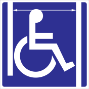 Blauwe sticker met pictogram voor aanduiden lift voor mindervaliden