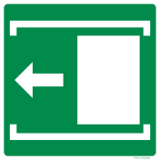 Sticker met pictogram schuifdeur links ISO 7010