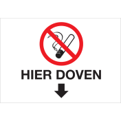 Sticker met pictogram en tekst Hier doven