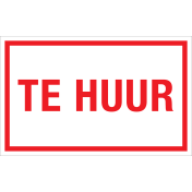 Sticker Te Huur - tekststicker met rode tekst