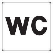 Witte sticker voor aanduiding ruimte met toilet