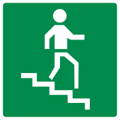 Sticker met pictogram trap naar beneden groen