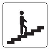 Witte sticker met pictogram voor aanduiden trap omhoog
