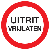 Sticker met tekst Uitrit vrijlaten