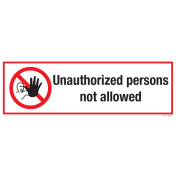 Sticker met pictogram en tekst Unauthorised persons not allowed