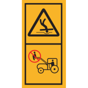Machinemarkering sticker waarschuwing "Valgevaar, tractor" volgens ISO 11684
