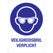 Sticker met pictogram en tekst om aan te duiden dat het dragen van een veiligheidsbril verplicht is - ISO7010 - M004