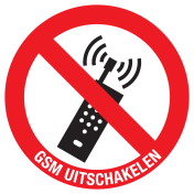 Sticker met pictogram en tekst GSM uitschakelen