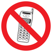 Sticker met pictogram mobiele telefoon verboden