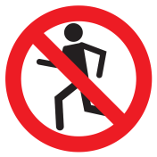 Sticker met pictogram Lopen verboden