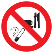 Sticker met pictogram Roken, eten en drinken verboden