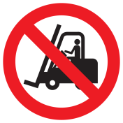 Sticker met pictogram Heftruck verboden ISO7010 - P006