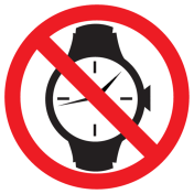 Sticker met pictogram Horloges verboden