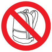 Sticker met pictogram Verboden voor rugzakken