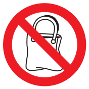 Sticker met pictogram Handtassen verboden