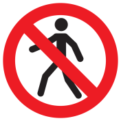 Sticker met pictogram Voetgangers verboden ISO7010 - P004