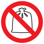 Sticker met pictogram Verboden vuilniszakken te plaatsen