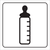 Witte sticker met pictogram fles voor het aanduiden van een voedingsruimte