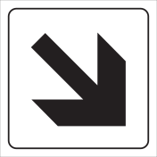 Witte sticker met zwarte pijl voor het aanduiden van de richting van de uitgang