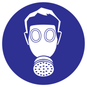 Greenline UV sticker met pictogram om aan te duiden dat het dragen van adembescherming verplicht is