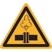 UV Sticker met pictogram "Waarschuwing Hete Stoom"