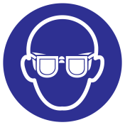 UV sticker met pictogram veiligheidsbril - oogbescherming verplicht volgens ISO7010