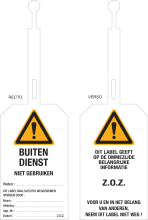 Waarschuwingslabel Buiten Dienst Niet Gebruiken (NL) - Lock out tag out label (LOTO)