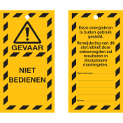 Waarschuwingstag Niet Bedienen (NL) - Lock out tag out label (LOTO)