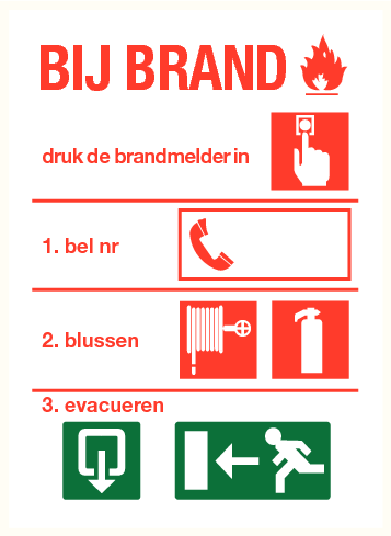 Richtlijnen bij brand 3 NL (bordje)