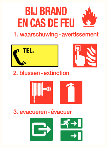 Richtlijnen bij brand 2 NL/FR (sticker)