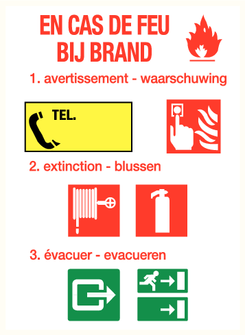 Richtlijnen bij brand 2 FR/NL (sticker)