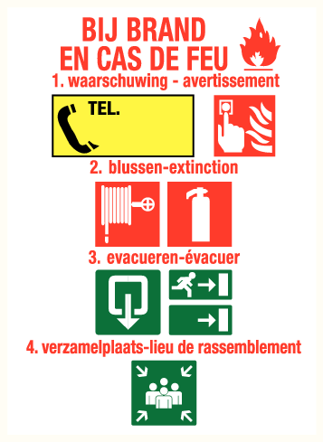 Richtlijnen bij brand 2 NL/FR (sticker)