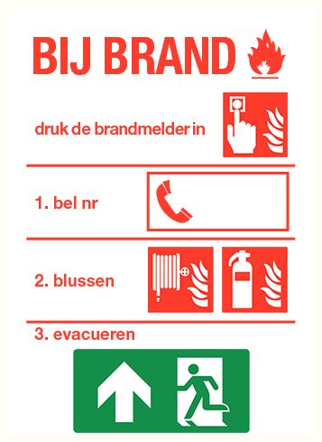 Richtlijnen bij brand 3 ISO 7010 (sticker)