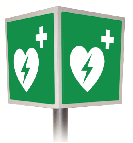 Aluminium 4D bord met pictogram AED - ISO 7010