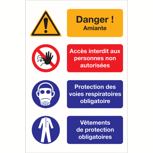 Autocollant Danger Amiante, acces interdit