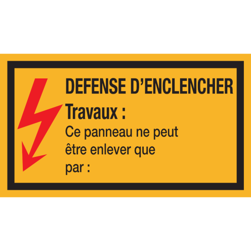 Beschrijfbaar bord met pictogram en tekst "Defense D'Enclencher"