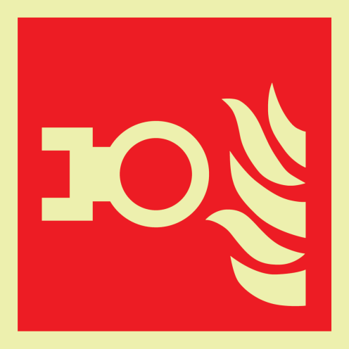 Fotoluminescerend bord met pictogram van een aansluitpunt droge blusleiding NEN 3011