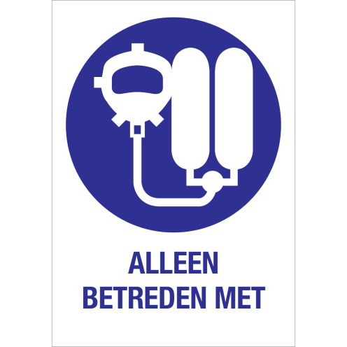 Bord met pictogram en tekst om aan te duiden dat ademhalingsapparatuur verplicht is