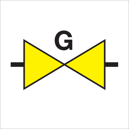 Bord met pictogram voor het aanduiden van een gasafsluiter