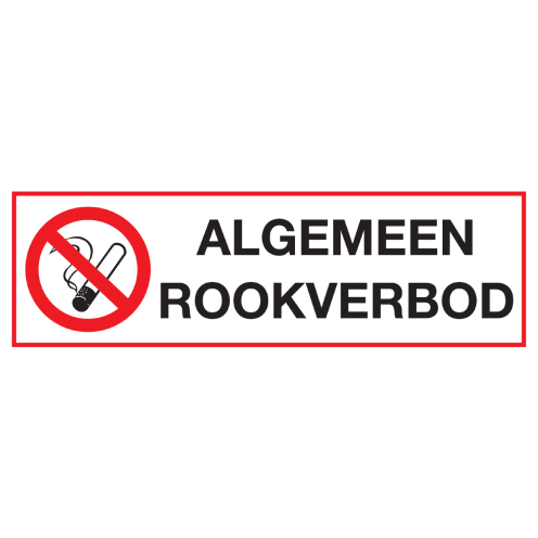 Bord met pictogram en tekst algemeen rookverbod