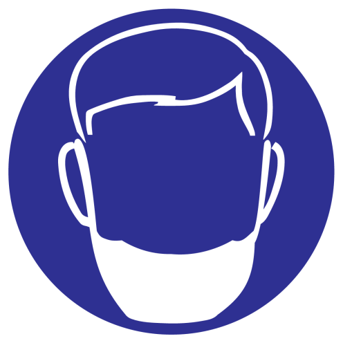 Blauw bord met pictogram om aan te duiden dat een baardnet verplicht is