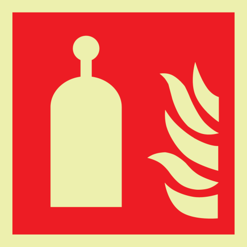 Fotoluminescerend bord met pictogram van een bedieningsstation op afstand volgens ISO 7010