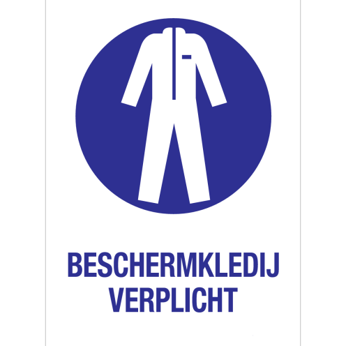 Bord met pictogram en tekst om aan te duiden dat het dragen van beschermende kleding verplicht is - ISO7010 - M010