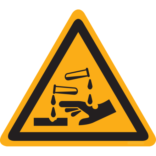 Bord met pictogram bijtende stoffen - ISO 7010 - W023