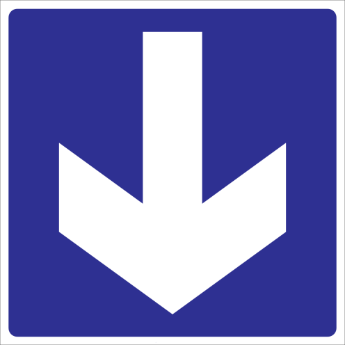 Blauw bord met pictogram pijl voor het aanduiden van de richting