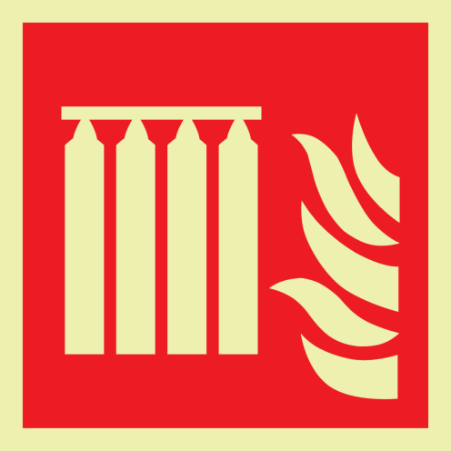 Fotoluminescerend bord met pictogram van een blusbatterij volgens ISO 7010