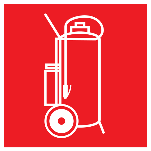 Bord met pictogram van een bluswagen