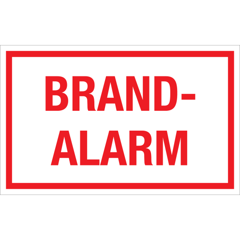Bord Brandalarm - wit tekstbord met rode tekst