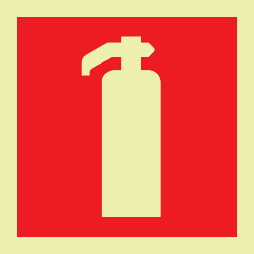 Fotoluminescerend bord met pictogram van een brandblusser