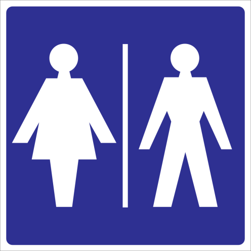 Bordje met pictogram voor aanduiding van een ruimte voor dames en heren